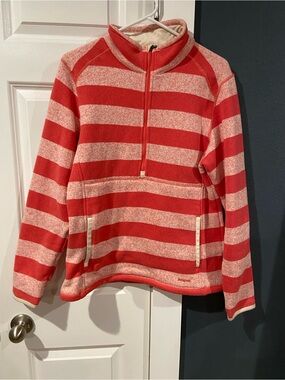 Patagonia Pink Striped Quarter-Zip Pullover